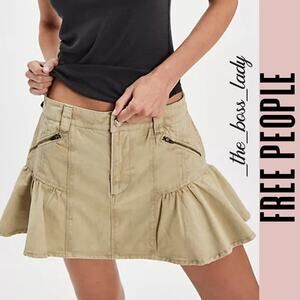 Free People mini skirt ruffled high low pleated boho cotton 6